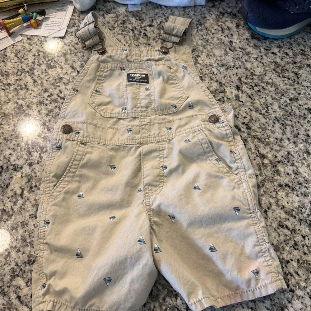 Oshkosh Bgosh Overalls Shortalls Sailboats Boats 3T